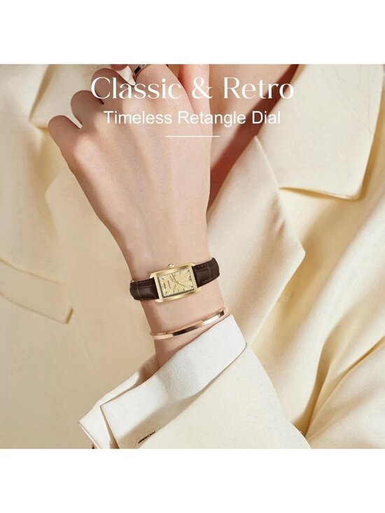 Dainty Vintage Square Leather Strap Watch for Women - Elegant Quartz Gift Idea main image 6